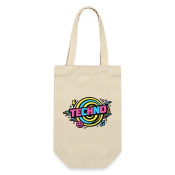 Techno Neon Retro Kreis - Geschenkbeutel für Flaschen - Natur - Vorne