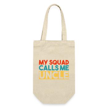 Mein Team nennt mich Onkel Bold Retro Typography Art - Geschenkbeutel für Flaschen - Natur - Vorne