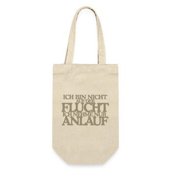 Keine Flucht Nur Anlauf Lustiges Retro Design - Geschenkbeutel für Flaschen - Natur - Vorne