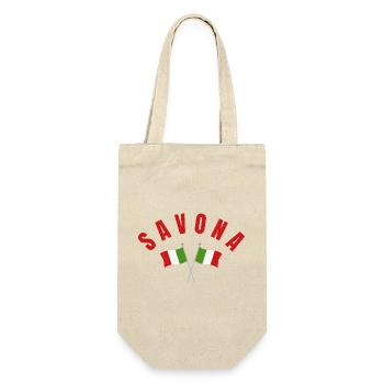 Savona Crossed Italian Flags Emblem - Gift Bag for Bottles - nature - Front