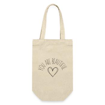 Herzlinien Silhouette - Geschenkbeutel für Flaschen - Natur - Vorne