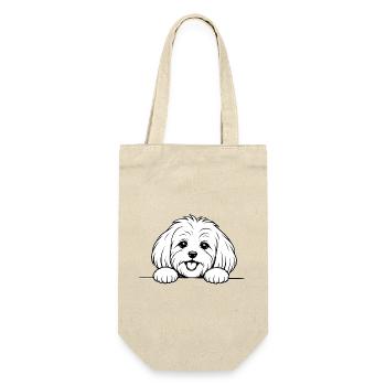 Malteser_Hund_mit_Pfoten_weiss - Gift Bag for Bottles - nature - Front