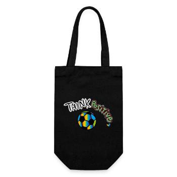 Think Positive Fußball - Geschenkbeutel für Flaschen - Schwarz - Vorne