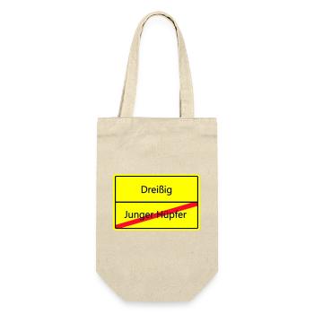 Warnschild Humor: Junger Hüpfler - Geschenkbeutel für Flaschen - Natur - Vorne