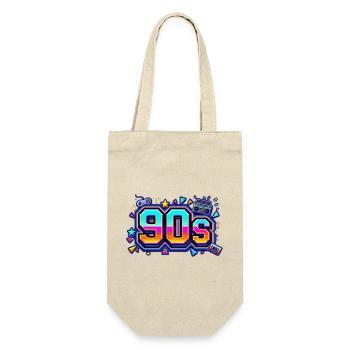 Retro 90er Neon-Pop Design - Geschenkbeutel für Flaschen - Natur - Vorne