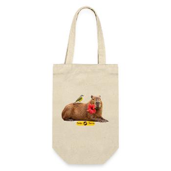 Capybara-Tropenhibiskus - Geschenkbeutel für Flaschen - Natur - Vorne