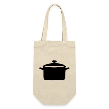 Kochtopf Topf kochen Geschenk Koch Köchin - Geschenkbeutel für Flaschen - Natur - Vorne