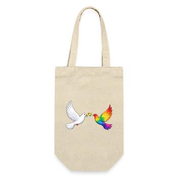 Friedenstaube Pride - Geschenkbeutel für Flaschen - Natur - Vorne