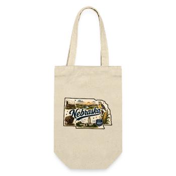 Nebraska Cornhusker State Vintage-Aufkleber - Geschenkbeutel für Flaschen - Natur - Vorne