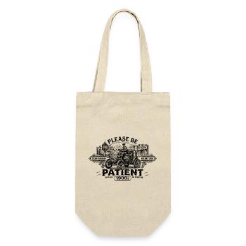 Geduld Vintage Dampfauto – Entschleunigt seit 1900 - Geschenkbeutel für Flaschen - Natur - Vorne
