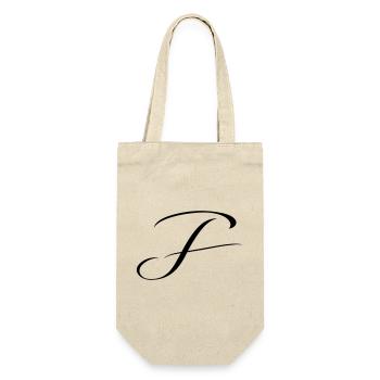 Name mit F Initiale für Felix Fabian Friedrich - Geschenkbeutel für Flaschen - Natur - Vorne