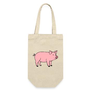 Schwein rosa Metzger Fleischer Geschenk - Geschenkbeutel für Flaschen - Natur - Vorne