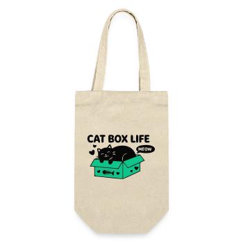 Cat Box Life Katzen Logo - Geschenkbeutel für Flaschen - Natur - Vorne