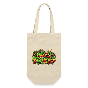 Herzlichen Glückwunsch zum Geburtstag Graffiti Rasta: Nur gute Stimmung! - Geschenkbeutel für Flaschen - Natur - Vorne