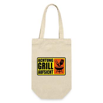 ACHTUNG GRILL-AUFSICHT - Geschenkbeutel für Flaschen - Natur - Vorne