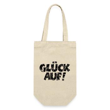 Glück Auf! (Vintage/Schwarz) - Geschenkbeutel für Flaschen - Natur - Vorne