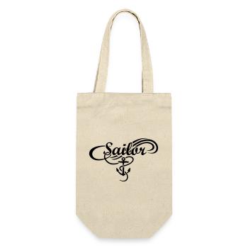 Sailor Anker Waves Segler Segel Segeln - Geschenkbeutel für Flaschen - Natur - Vorne