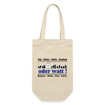 Hamburg , Tradition , Ja Moin oder watt (25) - Geschenkbeutel für Flaschen - Natur - Vorne