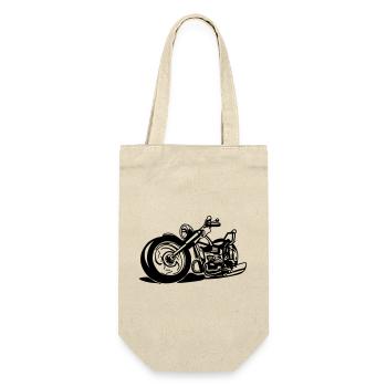 Kultige Chopper Silhouette - Geschenkbeutel für Flaschen - Natur - Vorne