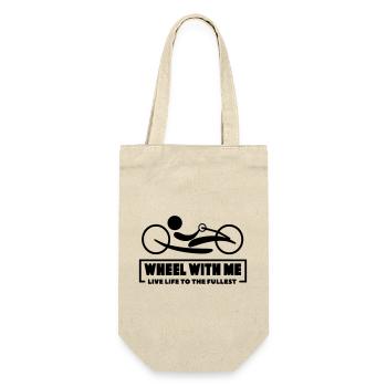 Roll mit mir mit meinem Rollstuhl-Handbike * - Geschenkbeutel für Flaschen - Natur - Vorne