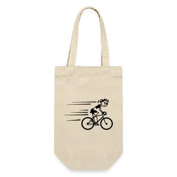 Radfahrer Strichmännchen radeln schnell - Geschenkbeutel für Flaschen - Natur - Vorne