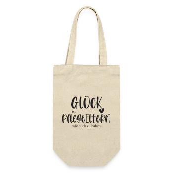 Pflegeeltern Eltern Familie Geschenk Pflegefamilie - Geschenkbeutel für Flaschen - Natur - Vorne