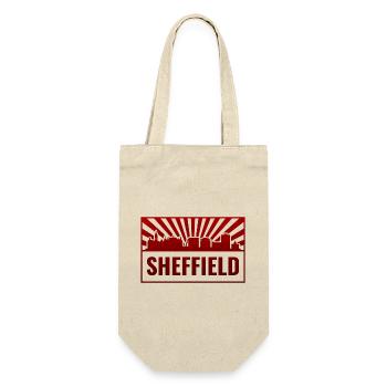 Sheffield Skyline Rot Neon - Geschenkbeutel für Flaschen - Natur - Vorne
