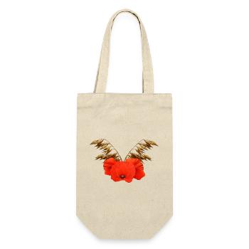 ländliche blumenmuster, Mohnmuster mit Hafer - Geschenkbeutel für Flaschen - Natur - Vorne