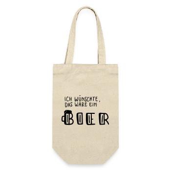 Ich wünschte das wäre ein Bier - Geschenkbeutel für Flaschen - Natur - Vorne