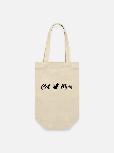 Cat Mom Black - Geschenkbeutel für Flaschen - Natur