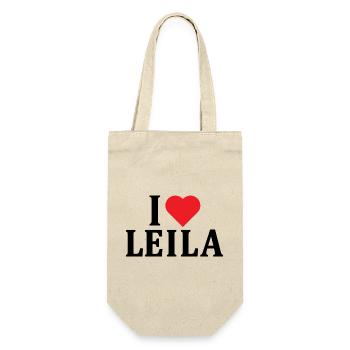 t-shirt prénom J’adore Leila t-shirt idée cadeau - Sac à bouteille - nature - Devant