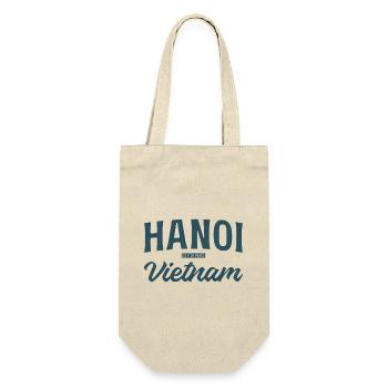 Hanoi Vietnam Vintage Schrift - Geschenkbeutel für Flaschen - Natur - Vorne