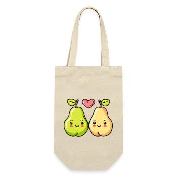 Birne Paar Liebe Herz Lustig - Geschenkbeutel für Flaschen - Natur - Vorne