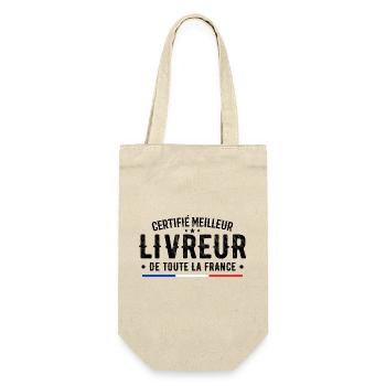 Zertifizierter bester Lieferbote in ganz Frankreich - Geschenkbeutel für Flaschen - Natur - Vorne