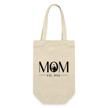 Mom to be - Mama est. 2024. Werdende Mutter - Geschenkbeutel für Flaschen - Natur - Vorne