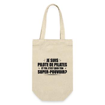 Pilates-Pilot. Was ist deine Superkraft? - Geschenkbeutel für Flaschen - Natur - Vorne