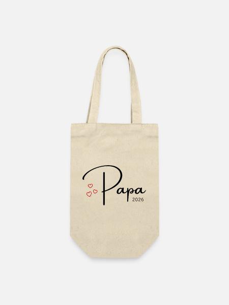 Papa 2026 Baby News Schwanger werdender Vater - Geschenkbeutel für Flaschen - Natur