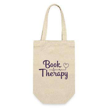 Book Therapy Bücher Lesen Spruch - Geschenkbeutel für Flaschen - Natur - Vorne
