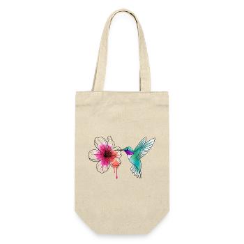 Wasserfarben Hummingbird mit Hibiskus - Geschenkbeutel für Flaschen - Natur - Vorne