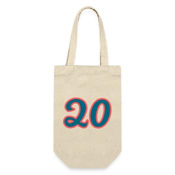 20. 20. JAHRESTAG. 20-JÄHRIGES JUBILÄUM. 20 JAHRE. - Geschenkbeutel für Flaschen - Natur - Vorne