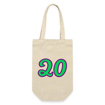 20. 20. JAHRESTAG. 20-JÄHRIGES JUBILÄUM. 20 JAHRE. - Geschenkbeutel für Flaschen - Natur - Vorne