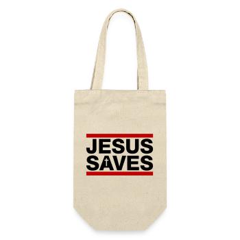 Jesus Rettet Spruch Christlich - Geschenkbeutel für Flaschen - Natur - Vorne