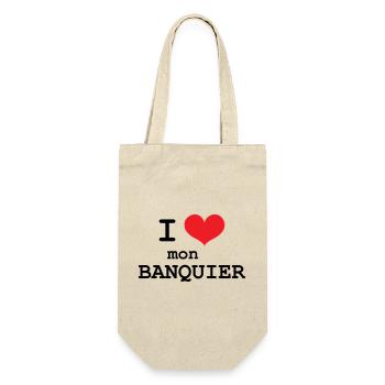 Ich liebe meinen Banker - Geschenkbeutel für Flaschen - Natur - Vorne