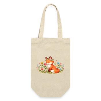 Cute spring fox with flower wreath - Gift Bag for Bottles - nature - Front