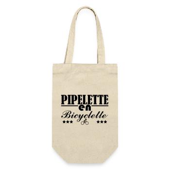 Pipelette auf einem Fahrrad - Geschenkbeutel für Flaschen - Natur - Vorne