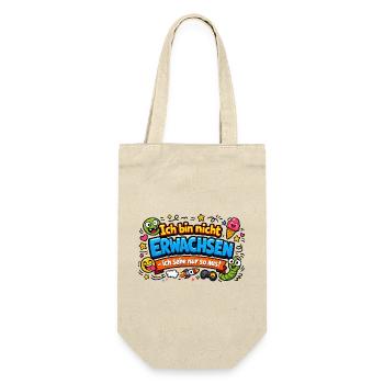 Ich bin nicht erwachsen Spruch Cartoon - Geschenkbeutel für Flaschen - Natur - Vorne
