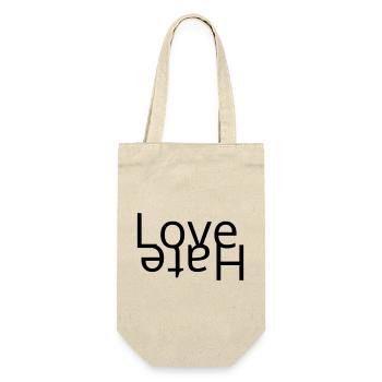Liebe – Hass - Geschenkbeutel für Flaschen - Natur - Vorne