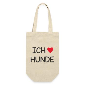 Ich ❤️ Hunde – Süßes Hundeliebe Textdesign - Geschenkbeutel für Flaschen - Natur - Vorne