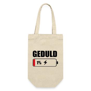 Geduld 1% Akku – Cooles Sarkasmus Design Geschenk - Geschenkbeutel für Flaschen - Natur - Vorne