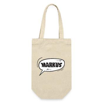Markus Sprechblase Cartoonname - Geschenkbeutel für Flaschen - Natur - Vorne